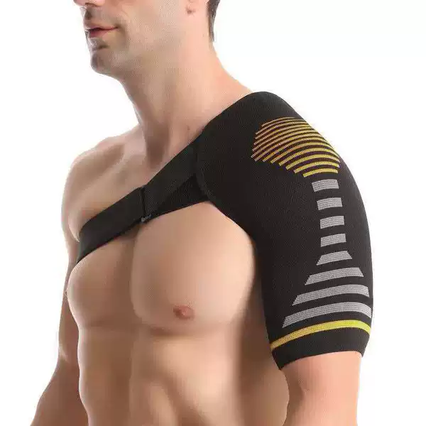 Knitted Sports Shoulder Brace for Single Shoulder Support, Fitness Shoulder Strain Fixation, Compression Joint Protector, Adjustable Elastic Band