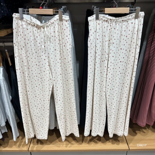 Ribbed loose comfortable long pants 26 autumn casual straight pants floral print home pants 488168 481367