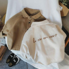 Japanese pure cotton boys' shirt 2024 second and eighth month middle and small children loose children's cotton summer long-sleeved thin fashionable and handsome outerwear