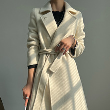 冬季加厚款~修身羊驼绒双面羊绒大衣女长款显瘦正品紫色毛呢外套