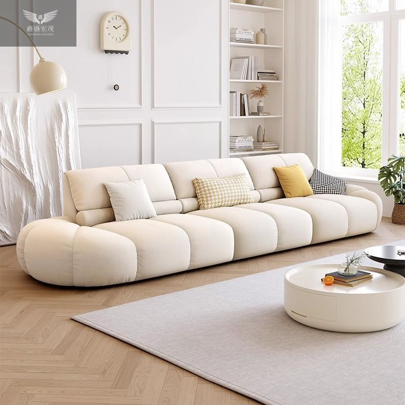 Nuevo estilo de estilo francés de estilo de línea recta de tres personas combinación de sofá de tela verde puff sala de estar pequeño estilo nórdico