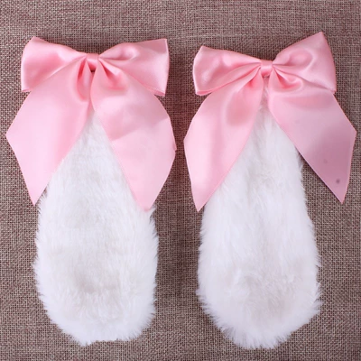 Motosiklet dəbilqələri, helmet decoration for motorcycle, electric - white-ear-light-pink-bow-velcro