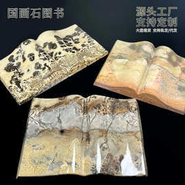 工厂批发跨境新款天然水晶原创手工国画石图书办公室装饰礼品收藏