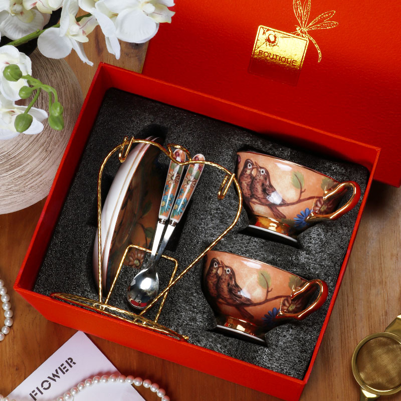 La Luz de lujo de porcelana británica tarde juego de té traje de alta apariencia taza de café y platillo traje de caja de regalo