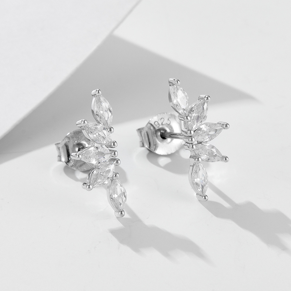 Cruz-frontera luz pendientes de lujo s925 plata ins geométrica caballo ojo circón pendientes de todo partido pendientes simples pétalos en forma de ventilador para las mujeres