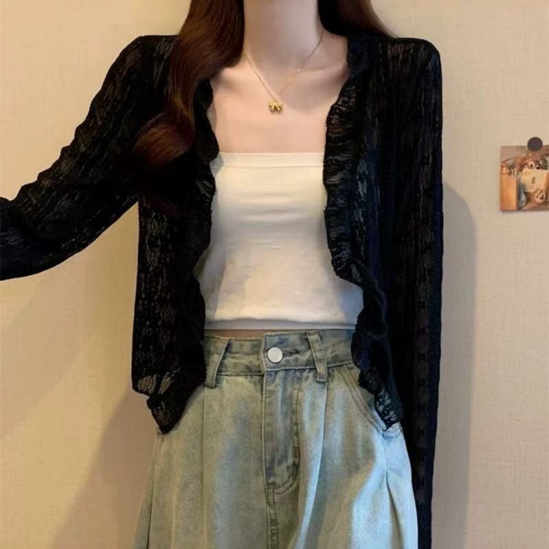 Summer New Thin Sun-Protective Ruffled Cardigan Plus-Size Women's Short Shawl Top Jacket for Women Summer New Thin Sun-Protective Ruffled Cardigan Plus-Size Women's Short Shawl Top Jacket for Women