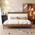 北美黑胡桃木法式复古实木床北欧布艺1米8轻奢高级双人软包床