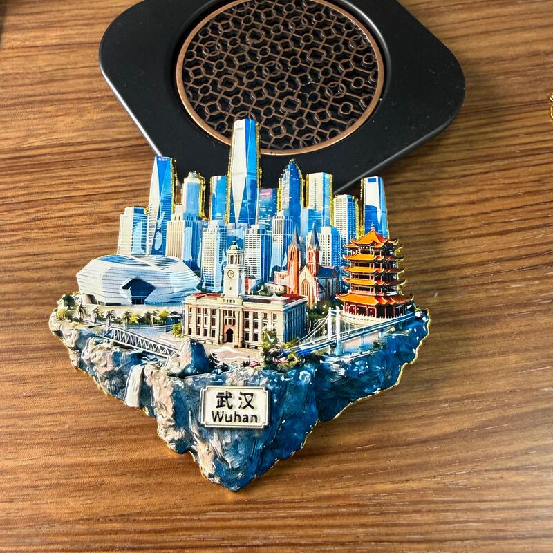 City Magnetic Metal Embossed Refrigerator Magnets, Cultural and Creative Souvenirs of Landmarks from Beijing, Wuhan, Nanjing, Xi'An, Suzhou and Other Places