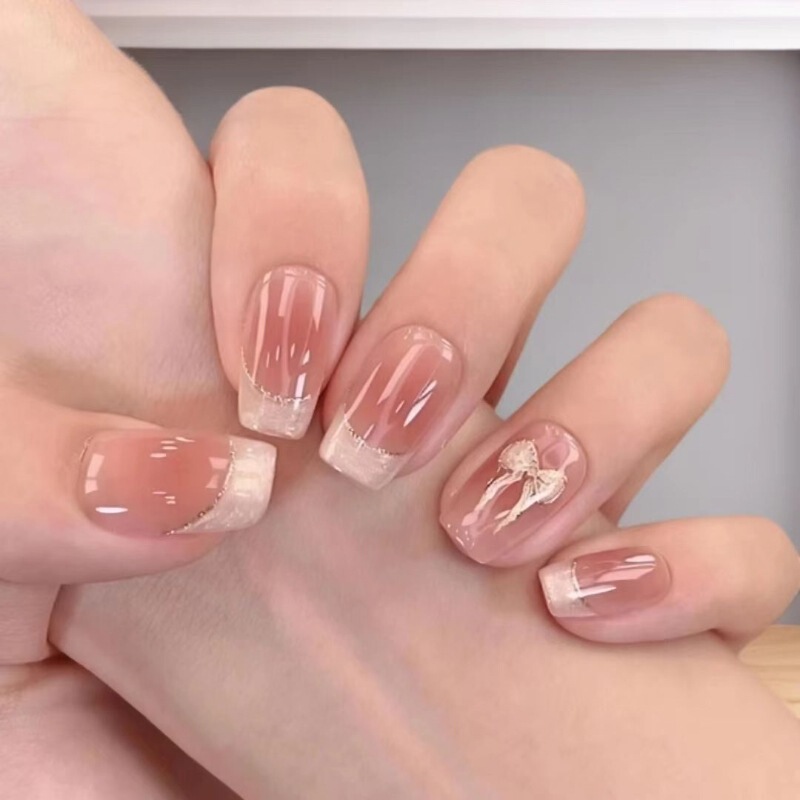 【Golden Jade Waist】Cat Eye Nail Art 3D Butterfly Pure Desire Short French Style Zhuangzhou Dream Butterfly Press-On Nails Wholesale 【Golden Jade Waist】Cat Eye Nail Art 3D Butterfly Pure Desire Short French Style Zhuangzhou Dream Butterfly Press-On Nails Wholesale