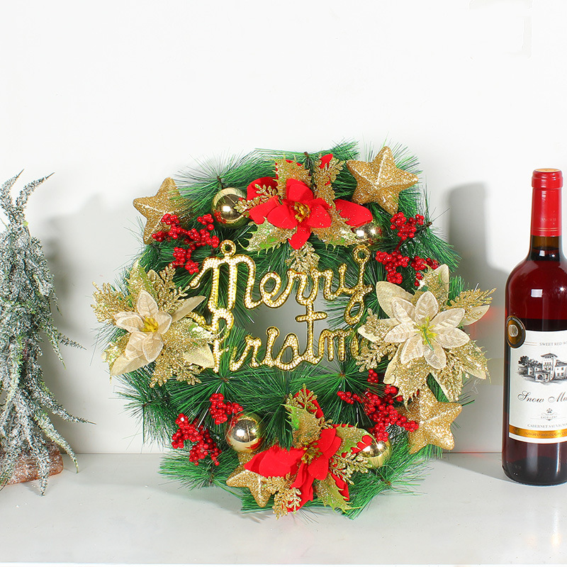 Hong Kong amor transfronterizo 35cm Navidad carta Garland Navidad simulación Pino aguja ratán anillo centro comercial ventana decoración puerta colgante