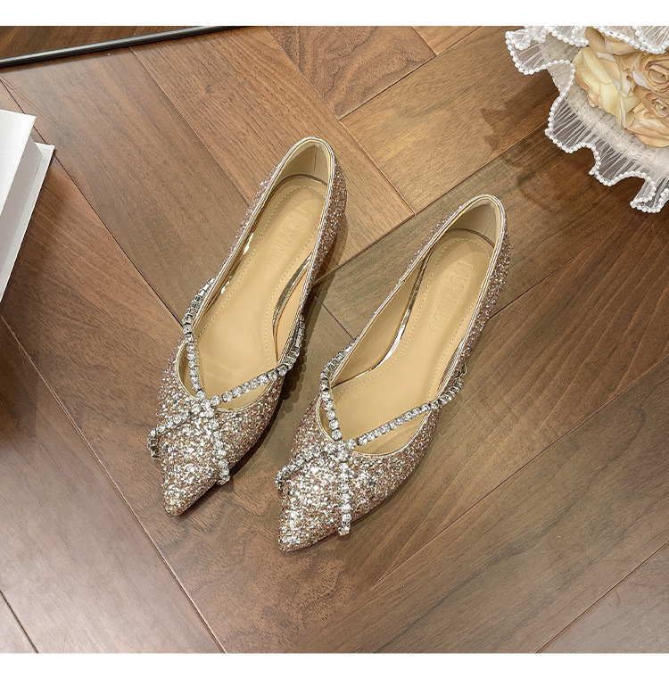Flache Kristall Crossover Mode spitzen Pailletten Damenschuhe_voghion.com