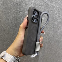 羊巴皮肤感磁吸适用苹果17手机壳iPhone16promax高级感简约半包新