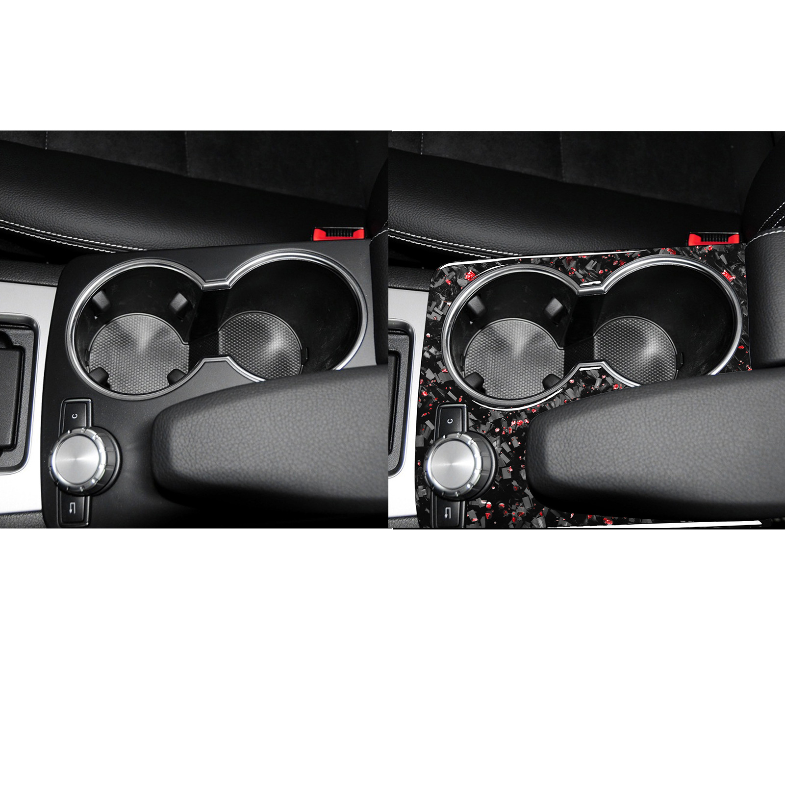 Suitable for Mercedes-Benz 07-14 C-Class E-Class W204 Forged Pattern Red Interior Modification Central Control Water Cup Frame Decorative Sticker