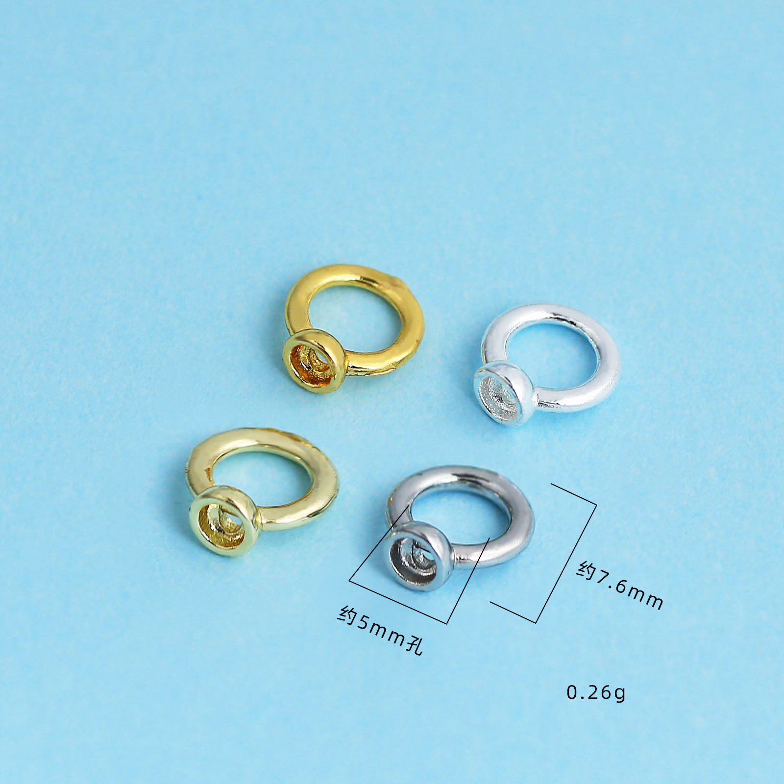 Glossy rings for jewelry and fashion accessories, 14 carat, 7.6mm