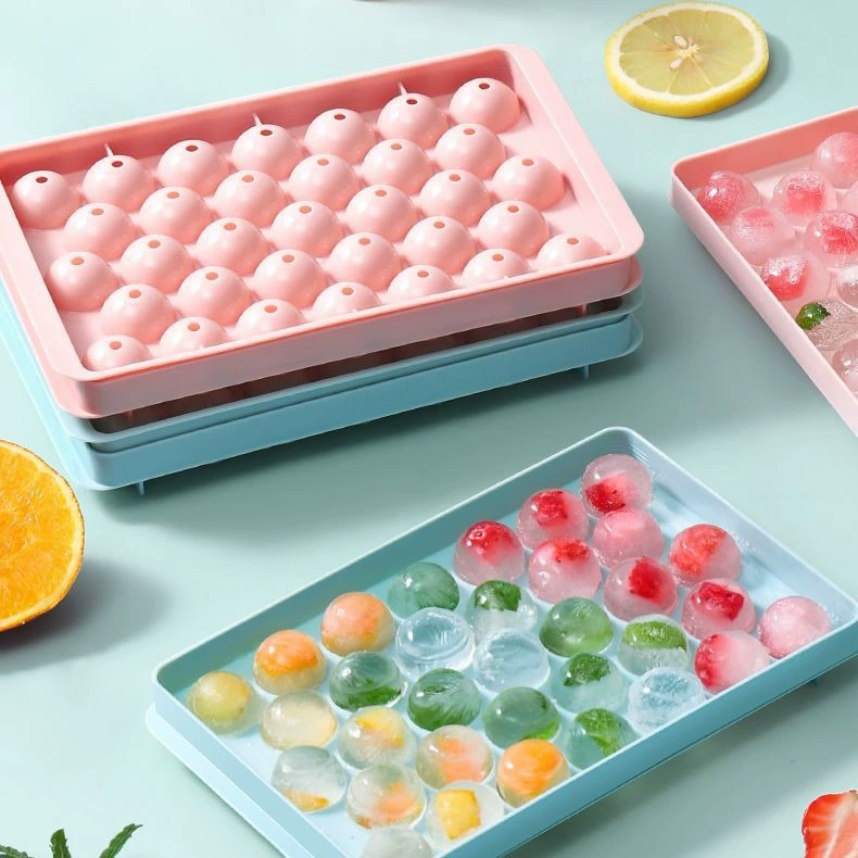 Формочка для домашнего льда, круглая, с крышкой, для использования в холодильнике, популярная креативная форма для льда, ледяные шарики