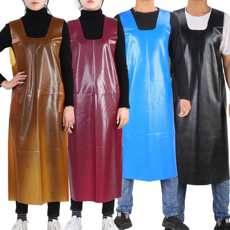 Long Waterproof Vest Apron Kitchen Aquatic Slaughter Beef Tendon Oil-proof Soft Leather Labor Protection Stone Thickened Wear-resistant Apron