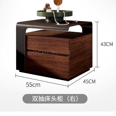 Mesita de noche retro italiana, armario de almacenamiento de doble bombeo, dormitorio principal, armario de almacenamiento junto a la cama de estilo antiguo, nogal doméstico