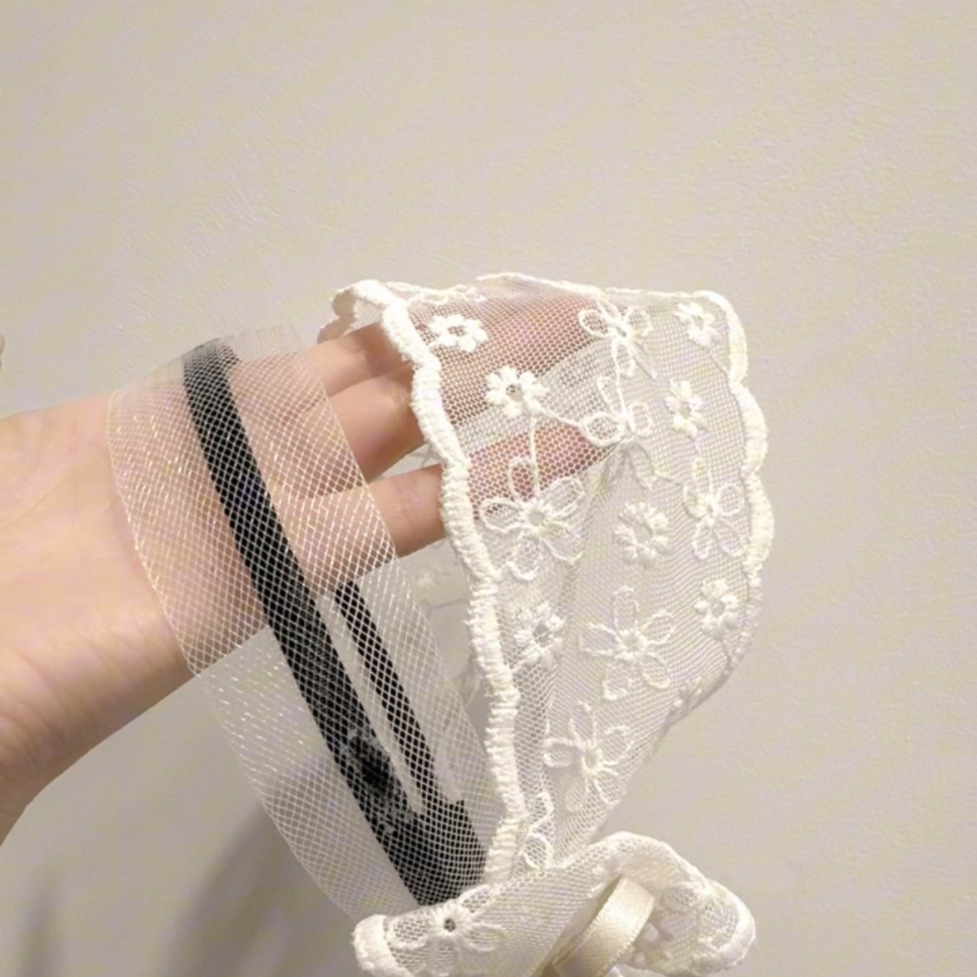 Diadema de ala ancha de encaje de lazo de malla francesa Diadema para mujer Estilo pastoral Cinta de verano Tocado Adornos para el cabello de alta calidad