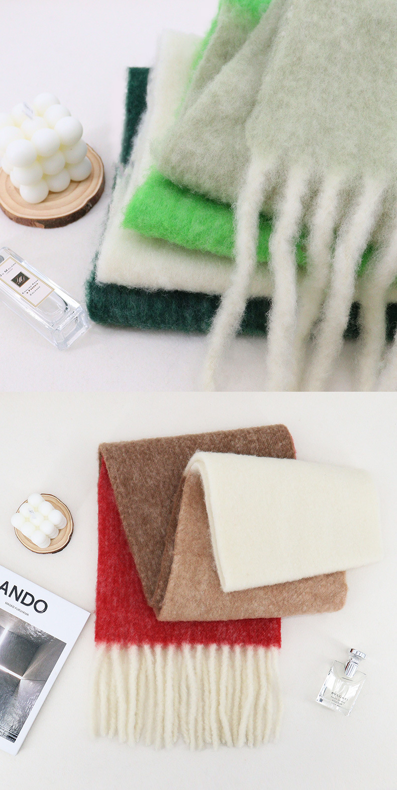 Sheep wool scarf thickened long women's simple men's autumn and winter high-end tassel shawl_voghion.com