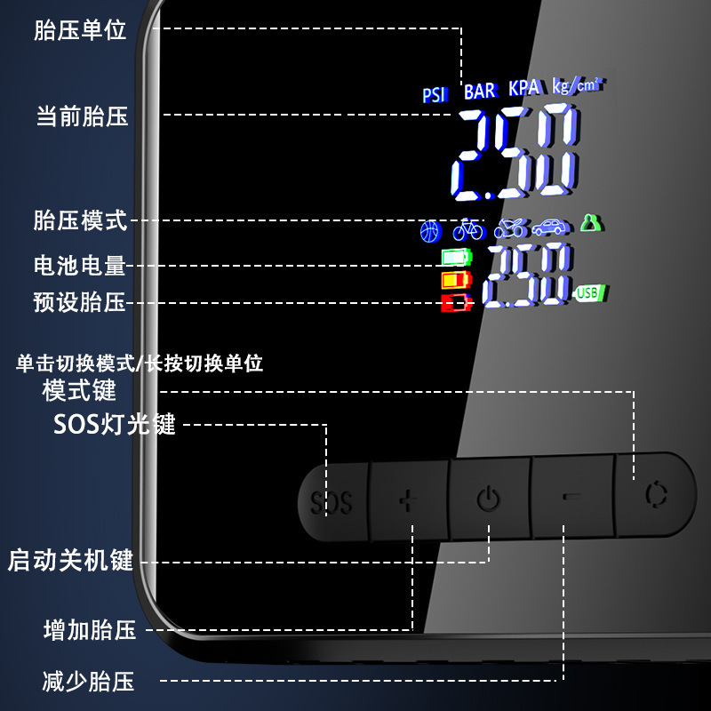 Car emergency start power car air pump LED lighting all-in-one portable large-capacity power supply wholesale