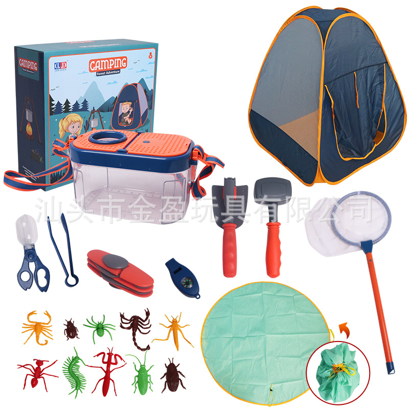 Juegos transfronterizos de campamento al aire libre para niños simulación de carpa de herramientas de supervivencia en el campo conjunto experimental de observación de insectos
