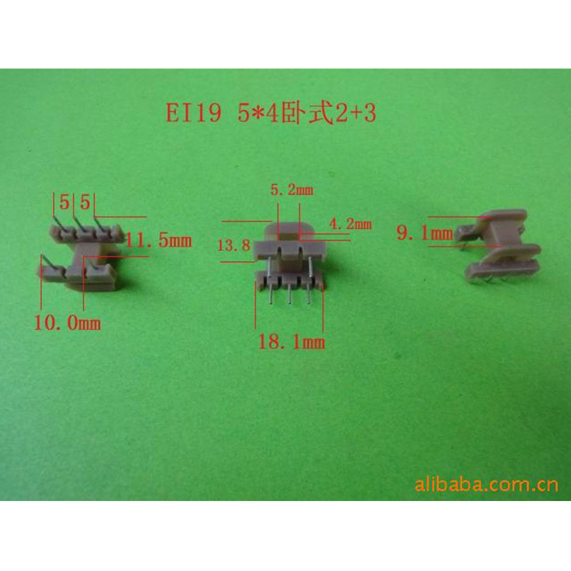 专业生产低频ＥＩ１９   5＊４卧式２＋３P插针式变压器骨架 胶芯