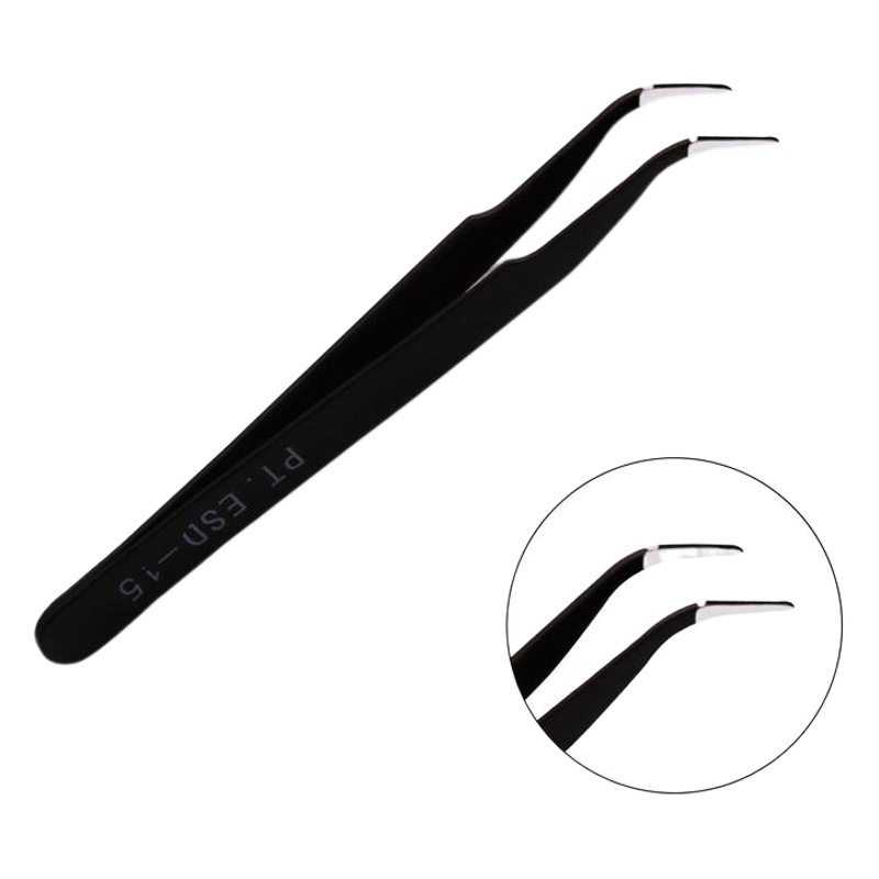 Yushang pinzas de uñas de precisión Diamante incrustado diamante pegado uñas de diamante codo de acero inoxidable pinzas rectas