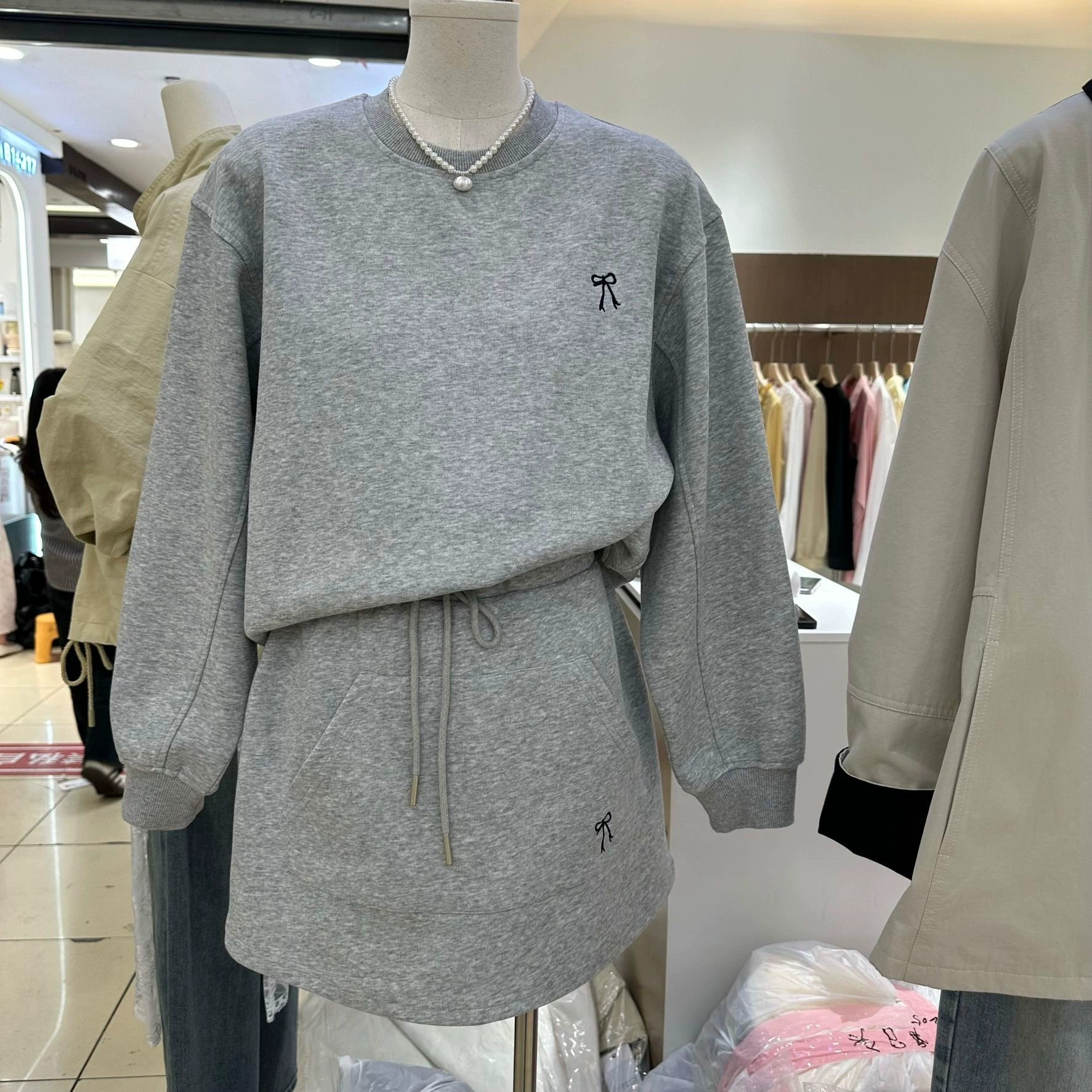 Повседневный ленивый бант свитерская юбка из двух частей