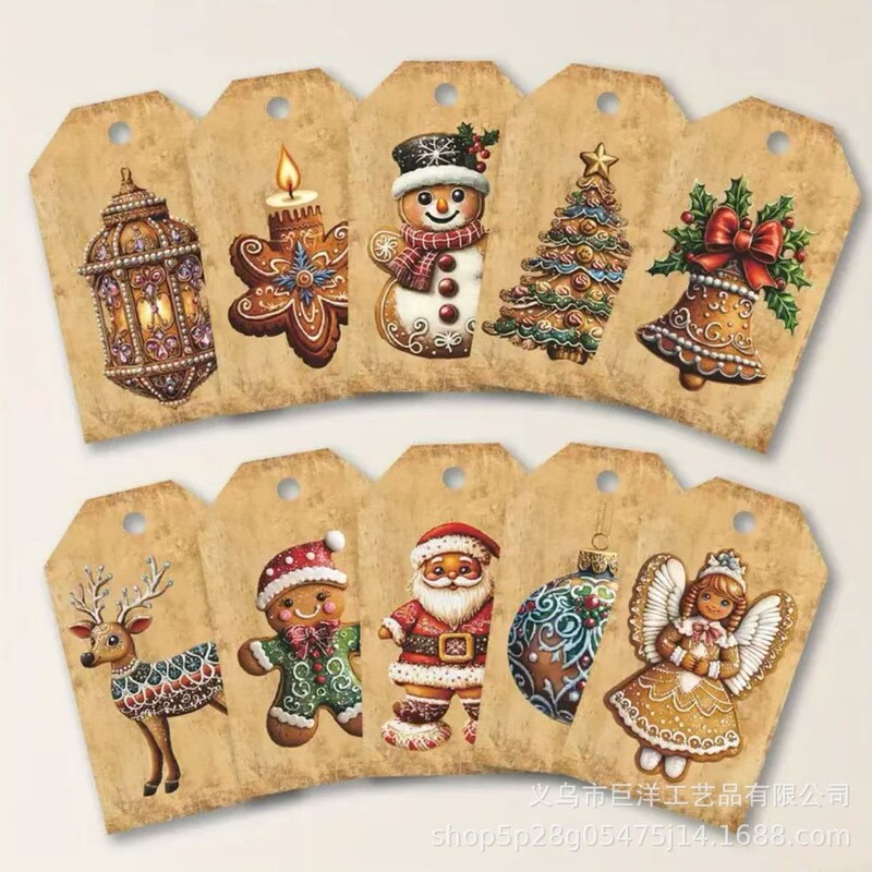 クロスボーダークリスマスシリーズギフトタグサンタクロース雪だるまテーマ装飾クリエイティブギフト木製ペンダント|undefined