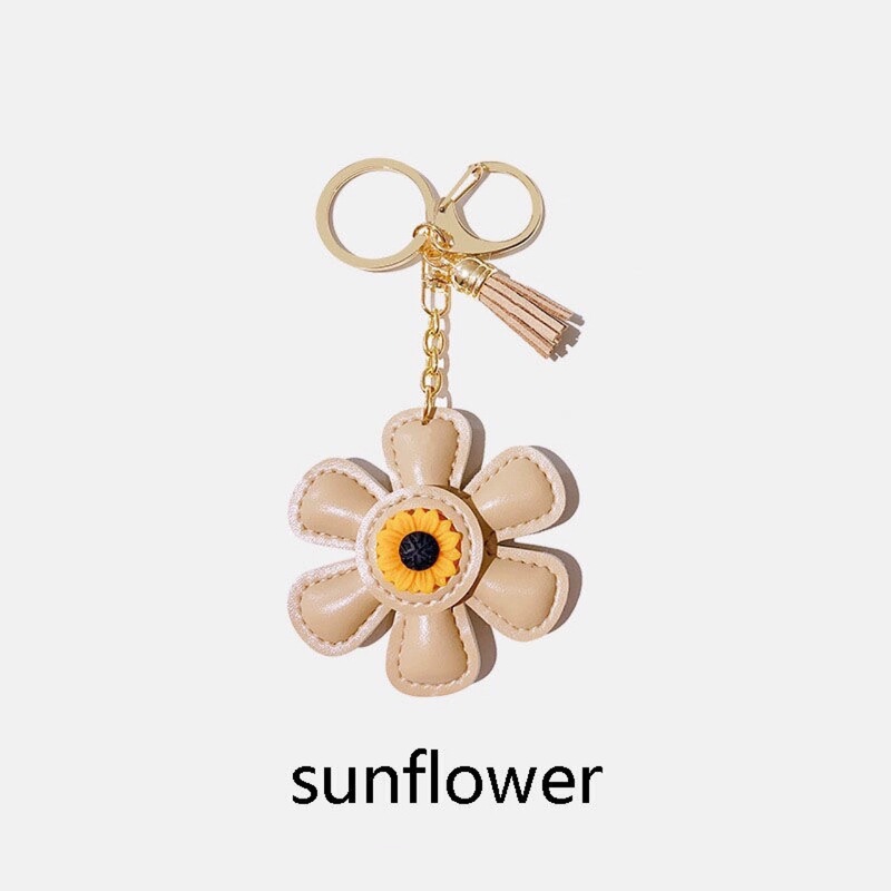 Sunflower Cute Cartoon Keychain Personality Ins Bag Pendant Key Chain Hanging Enamel Creative Gift