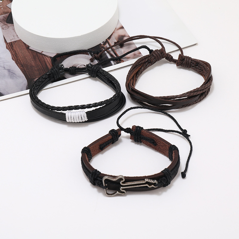 34g Weight Bangle Classification 1 Piece Quantity Street Occasion Pu Leather Material Solid Color Pattern Men's Gender Printing Design Hip-Hop, Retro Style Hip-Hop Retro Solid Color Pu Leather Printing Men's Bangle Men Cord & Leather Bracelets 7