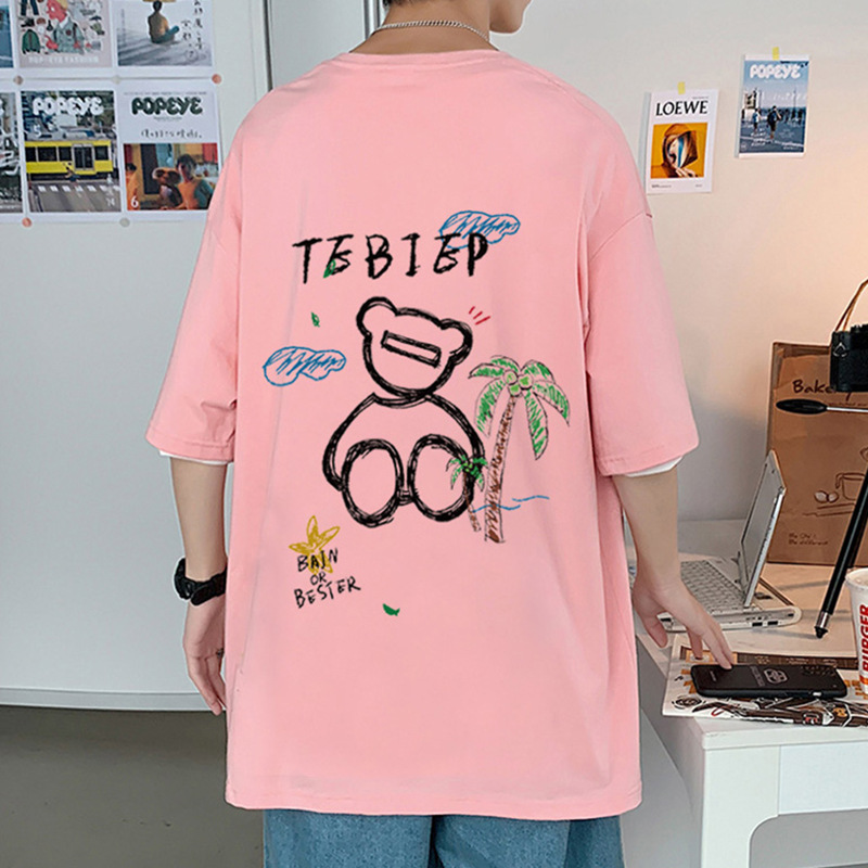 Verano 2023 Camiseta de manga corta de los hombres suelta de moda ins Hong Kong estilo todo partido camiseta superior grasa más tamaño media manga