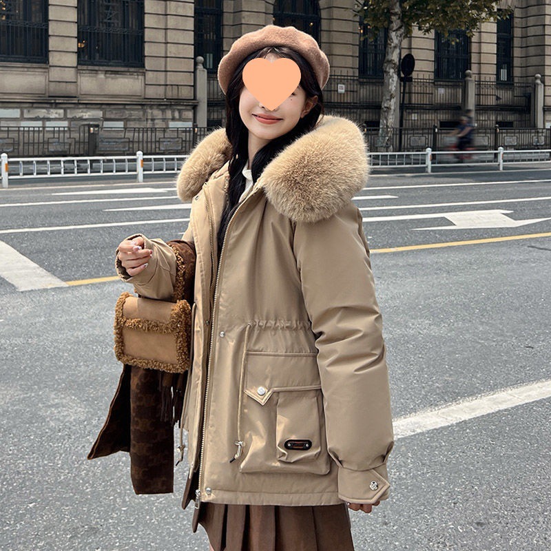 加厚保暖派克服女小个子短款设计感秋冬季棉服大毛领连帽宽松外套|undefined