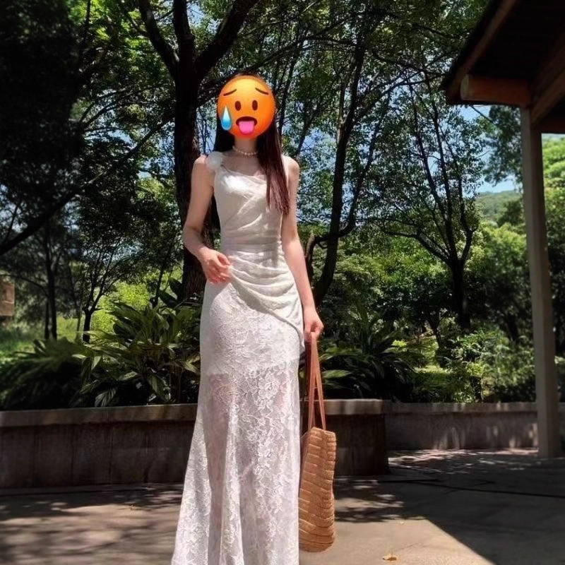 Seaside Vacation Yunnan Bohemian White Suspender Dress Women's Summer 2025 New Popular Long Skirt