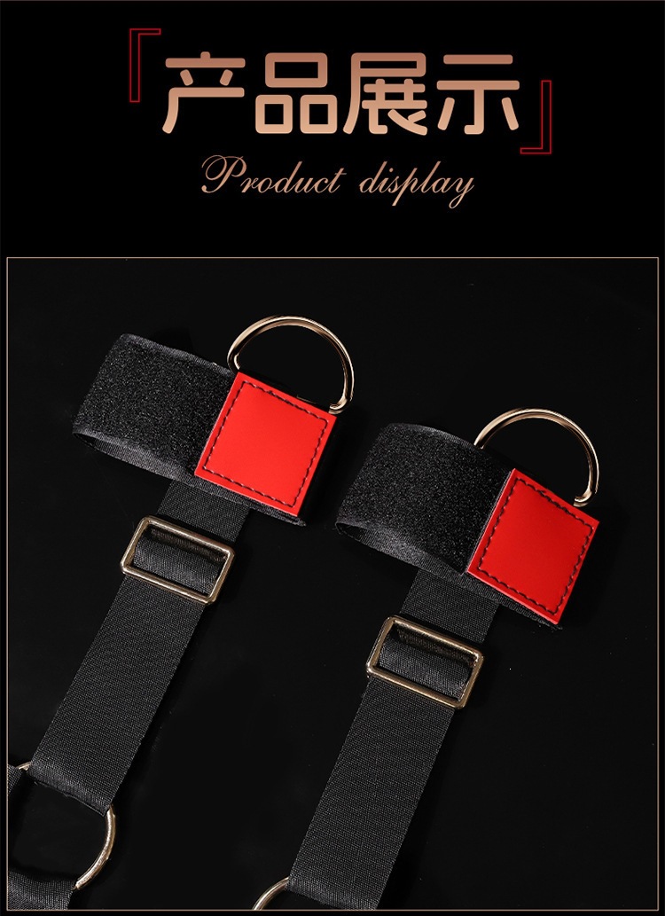 Bed Restraint Set with Alloy Clips, Black Polyester Bondage Kit for Couples — detail image 11