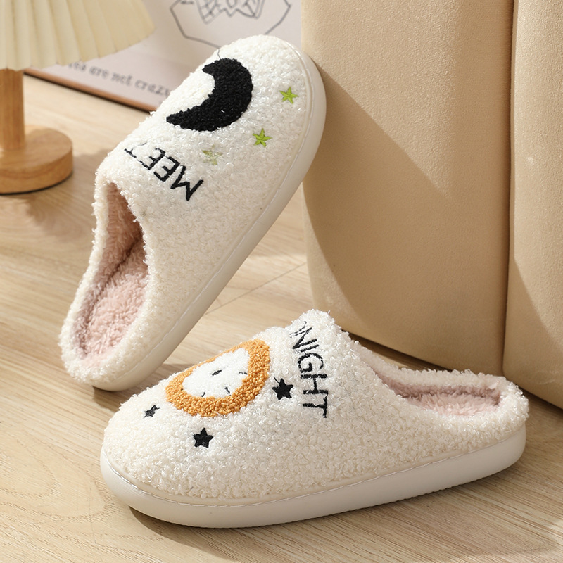 Pantoufles en coton transfrontalières pour femmes, nouvelle collection hiver 2023, vente en gros, horloge lunaire, pantoufles chaudes d'intérieur pour couples_voghion.com