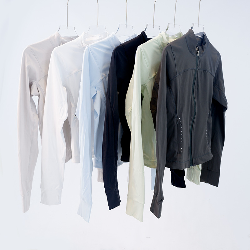 UP Sunscreen Clothing Thin Outdoor High Elastic Reflective Collar Jacket Short Slim-Fit Zipper Long Sleeve Yoga Jacket for Women UP Sunscreen Clothing Thin Outdoor High Elastic Reflective Collar Jacket Short Slim-Fit Zipper Long Sleeve Yoga Jacket for Women