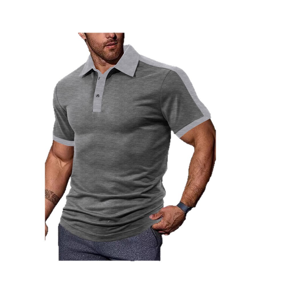Camiseta polo de manga corta para hombre, estilo casual y de negocios, con bloques de color, de verano, de sarga perlada, para comercio transfronterizo Amazon.