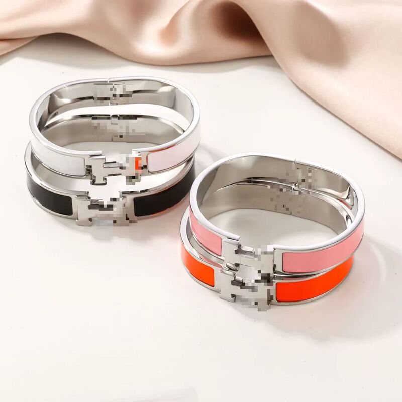 12mm Enamel Titanium Steel Bracelet Couple Jewelry Geometric Style Jewelry Design 2025 New Model Stackable Rose Gold 12mm Enamel Titanium Steel Bracelet Couple Jewelry Geometric Style Jewelry Design 2025 New Model Stackable Rose Gold