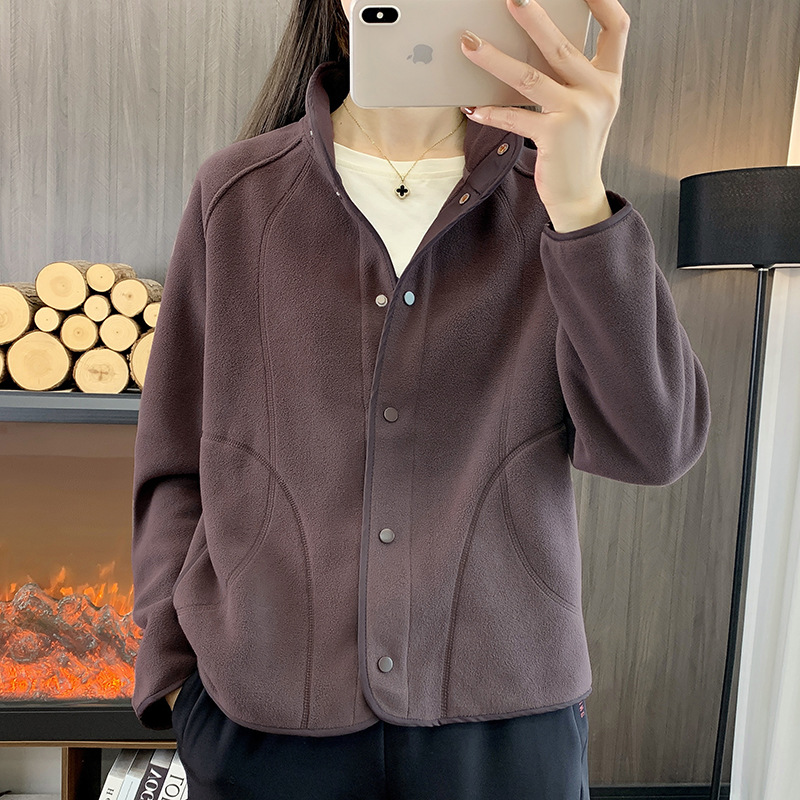 25R915 Outdoor Sports Jacket Women's Early Autumn New Polar Fleece Casual Fleece Liner Outdoor Short Jacket