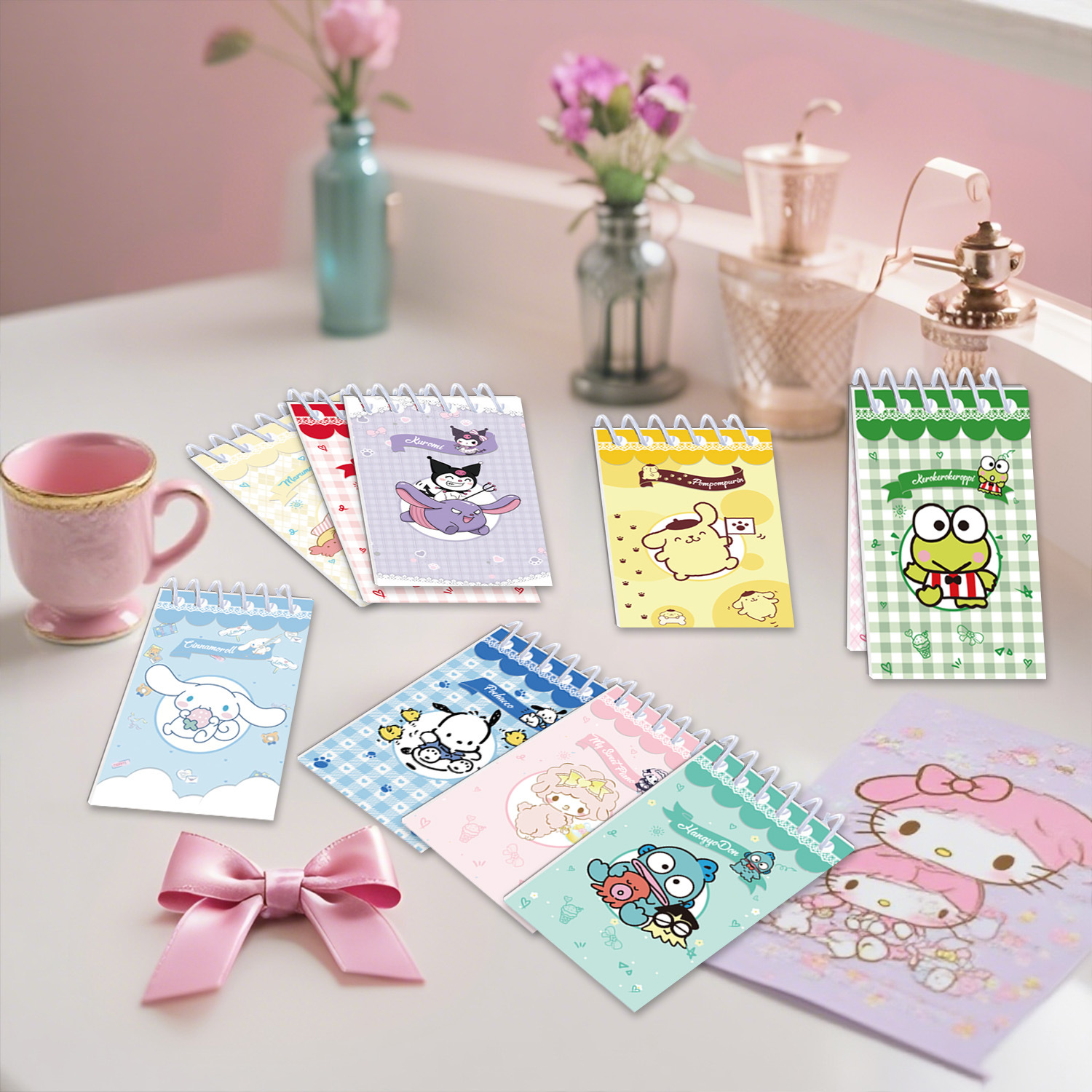 Semanas Sanrio cuaderno de mano de dibujos animados de alto valor de cara cuaderno de bobina cuaderno decoración de fiesta acompañante cuaderno de notas
