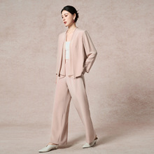 水墨【源头工厂】2026春通勤气质风开襟西装外套显瘦长裤套装2139