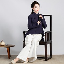 新款国风禅服茶服佛系居士服棉麻唐装套装中国风女装禅意中式上衣