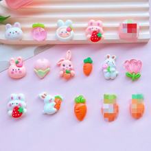 热销可爱兔子萝卜桃子树脂diy饰品配件手机壳鞋花鞋扣发饰材料