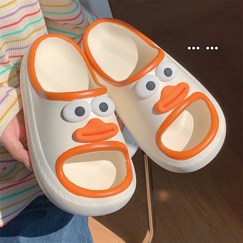 Creative thick-soled eva Internet celebrity one-word slippers for women, fun and funny outdoor wear home beach shoes in summer