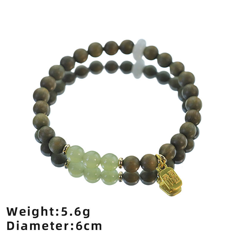 Pulseras de madera de sándalo verde originales retro y Tian jade atraer dinero y transferencia de moda universal pulseras de alta calidad joyas