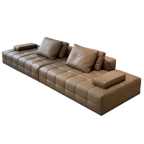 Italian minimalist Lawrence genuine leather sofa cowhide first layer living room small apartment straight line module combination sofa 