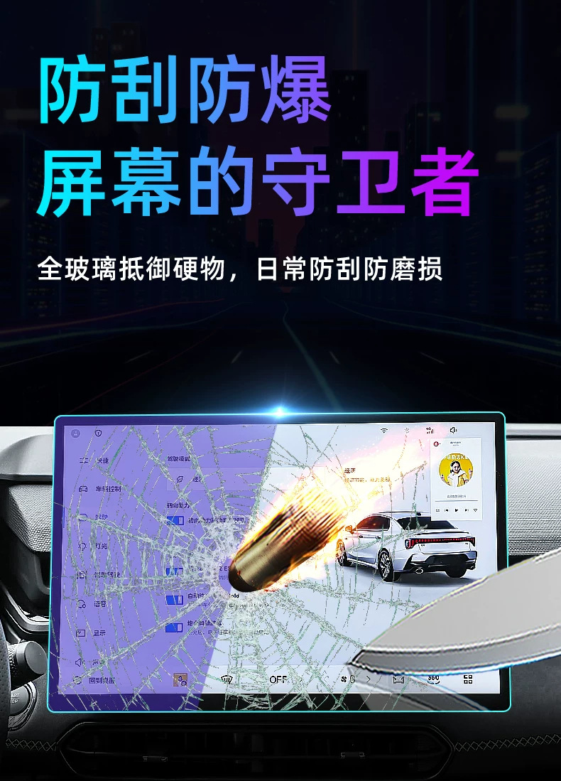 Suitable for 26 models of Lynk & Co 03: tempered glass screen protector for the central control screen, car navigation screen, and dashboard