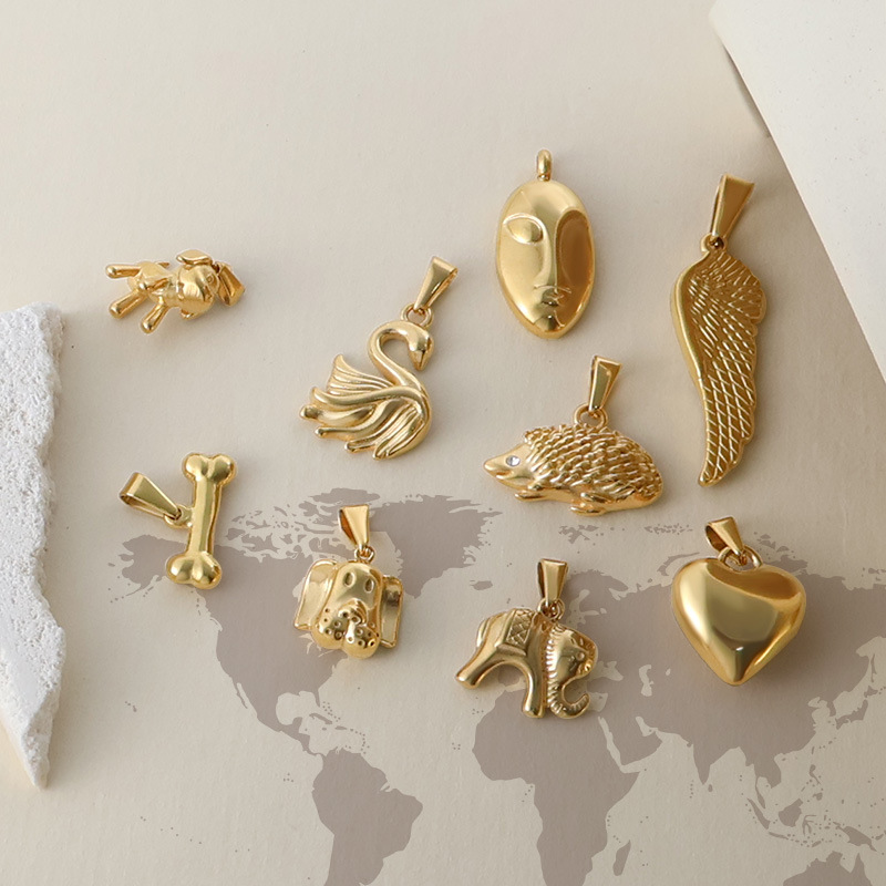 10g Weight Pendant Jewelry Making Type Real Gold Plated Plating Material 1 Piece Quantity Holiday, Daily Occasion 304 Stainless Steel Material Geometric Pattern Unisex Gender Retro Style Waterproof Non Tarnish, Plating Craft 1 Piece 304 Stainless Steel Real Gold Plated Geometric Pendant 3