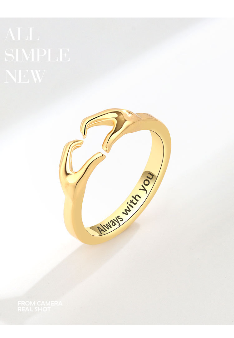Wholesale Simple Style Letter Gesture Heart Shape Copper Plating Open Rings display picture 1